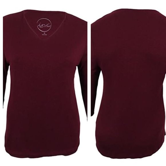 INC International Concepts Tops - NEW INC Plus Size Rib-Knit Top 0X Port Wine